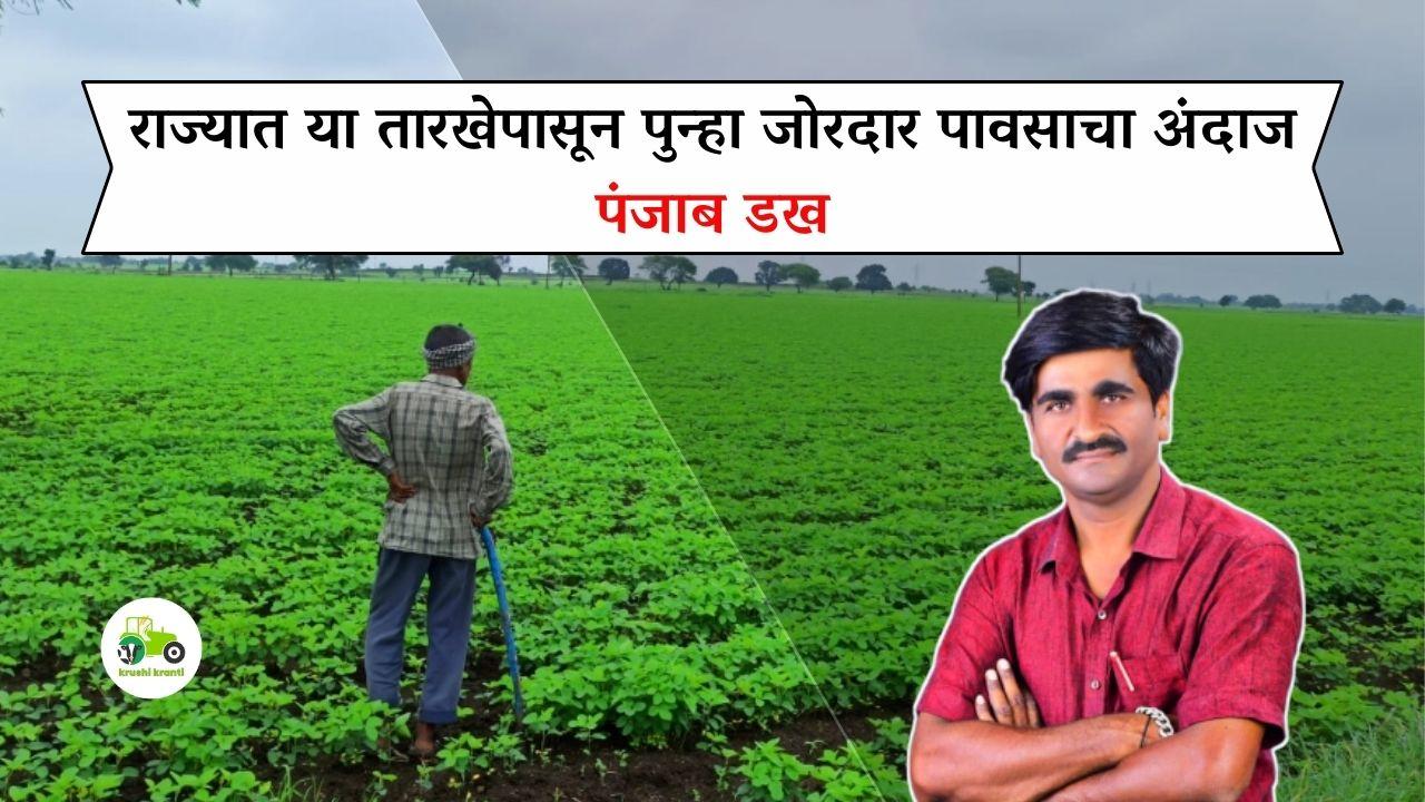 Panjab dakh : राज्यात या तारखेपासून पुन्हा जोरदार पावसाचा अंदाज - पंजाब डख