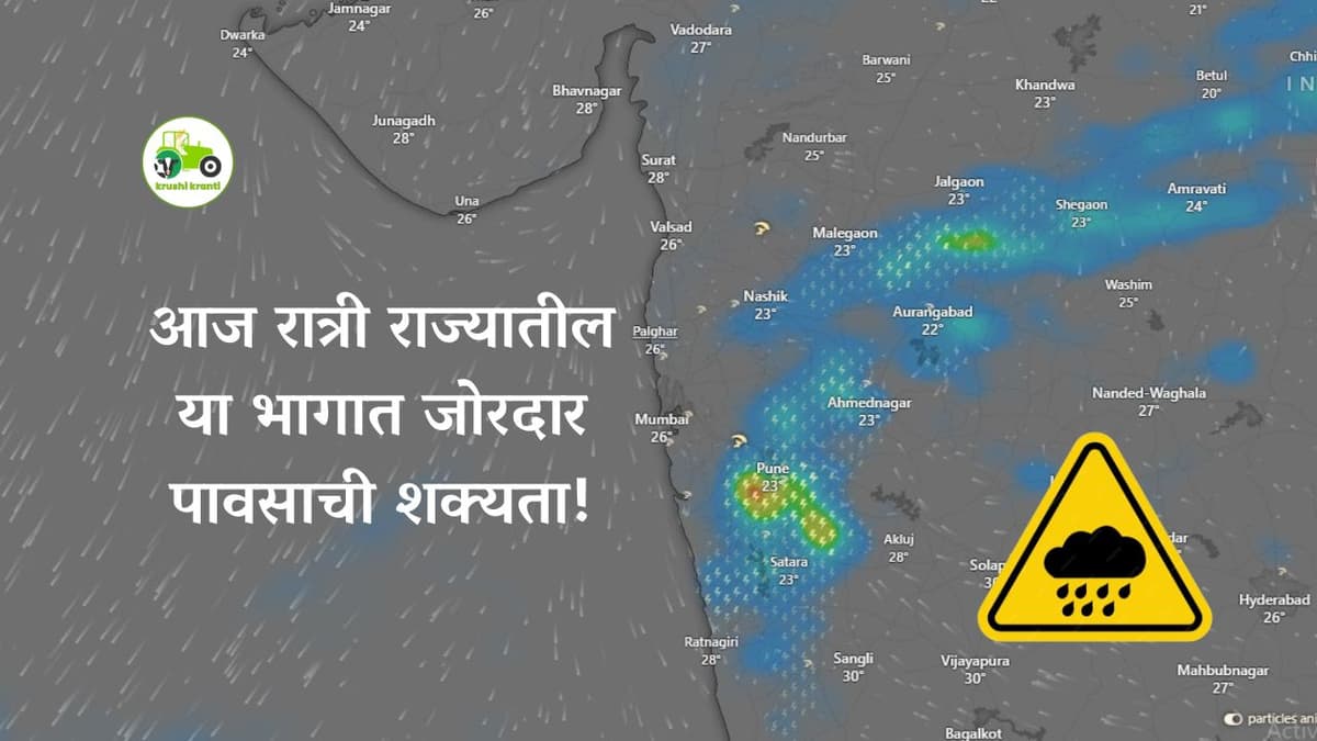 आज रात्री राज्यातील या भागात जोरदार पावसाची शक्यता!