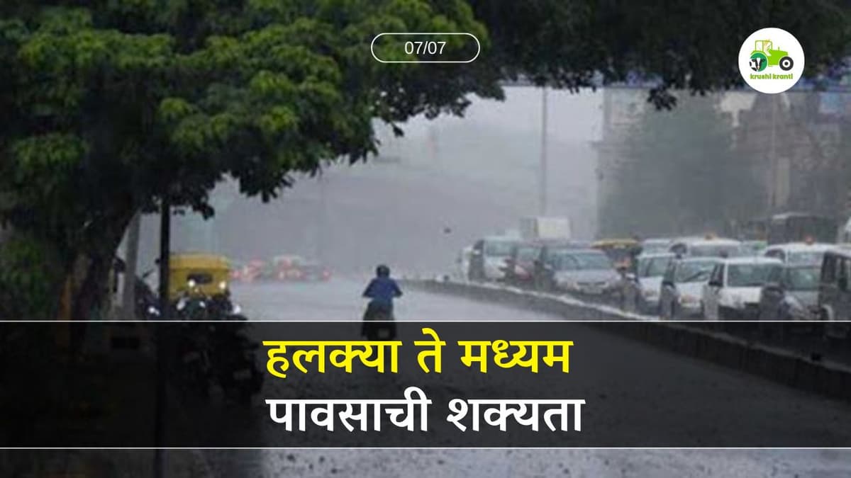 हलक्या ते मध्यम पावसाची शक्यता