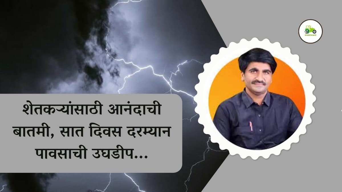 शेतकऱ्यांसाठी आनंदाची बातमी, सात दिवस दरम्यान पावसाची उघडीप...