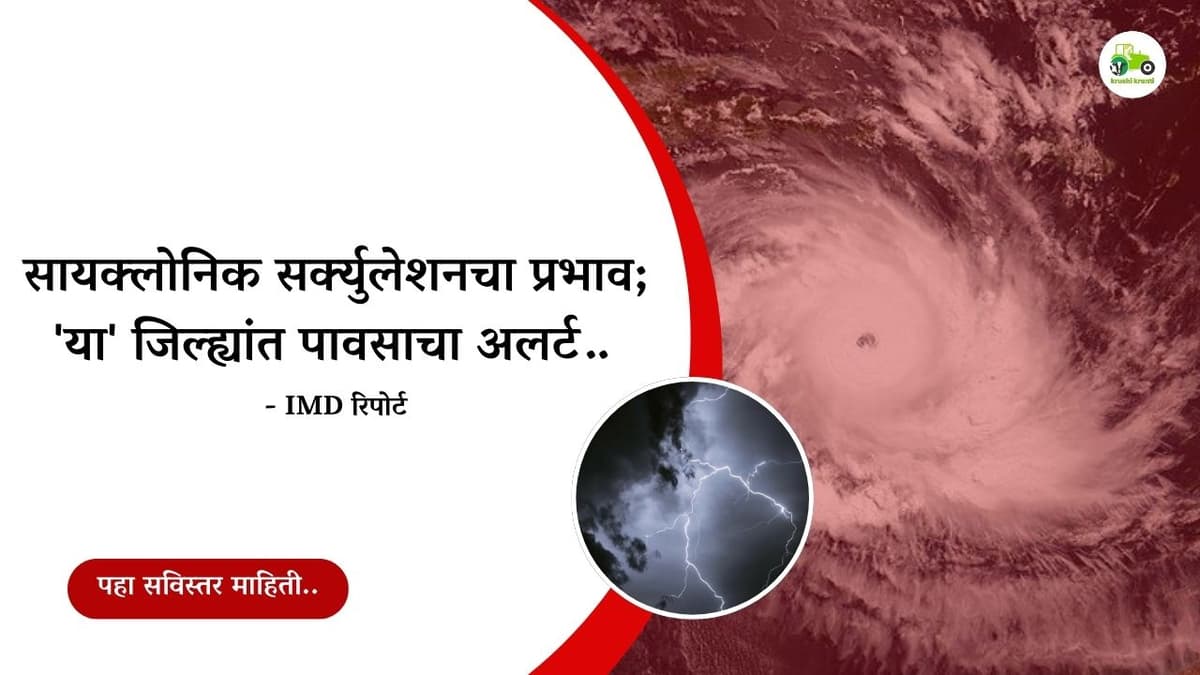 सायक्लोनिक सर्क्युलेशनचा प्रभाव; 'या' जिल्ह्यांत पावसाचा अलर्ट…