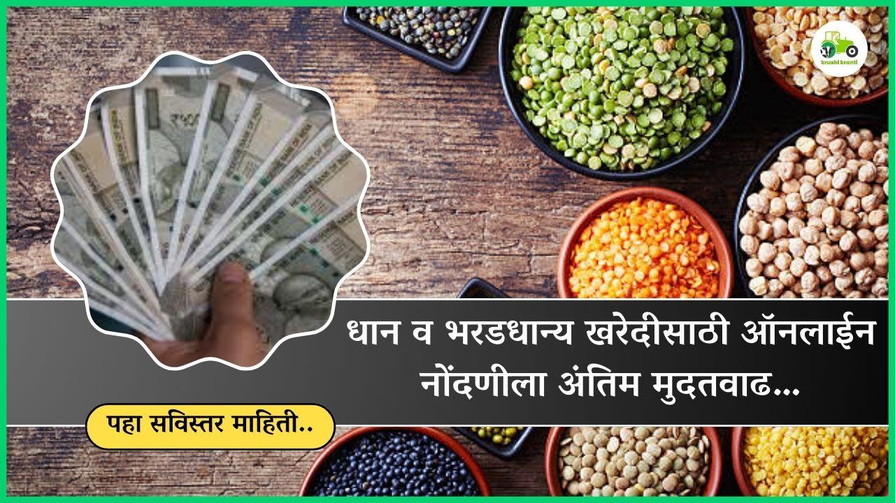 धान व भरडधान्य खरेदीसाठी ऑनलाईन नोंदणीला अंतिम मुदतवाढ…