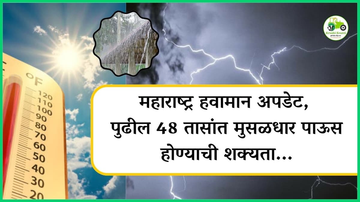 महाराष्ट्र हवामान अपडेट, पुढील 48 तासांत मुसळधार पाऊस? येलो अलर्ट जारी…!