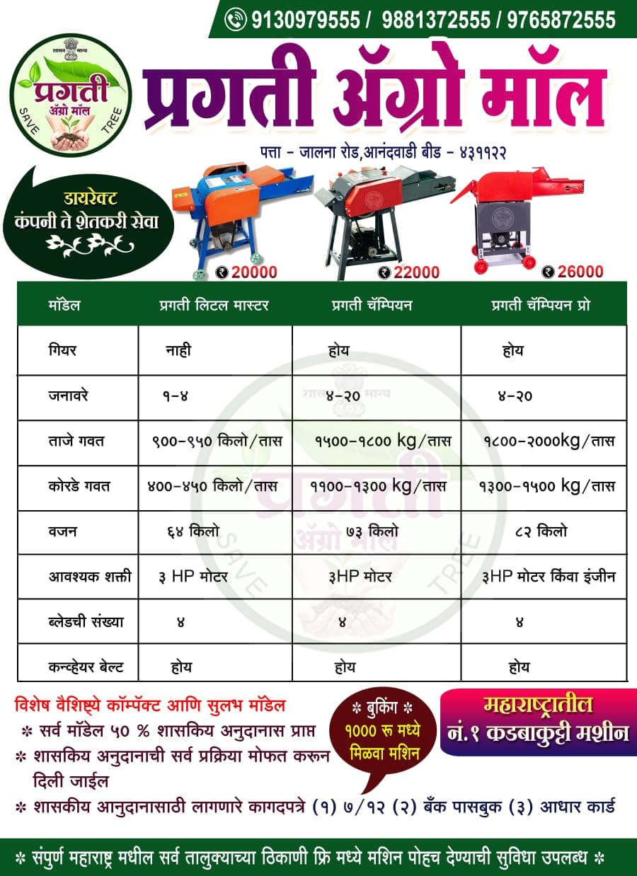 महाराष्ट्रातील नं. १ कडबाकुट्टी मशीन