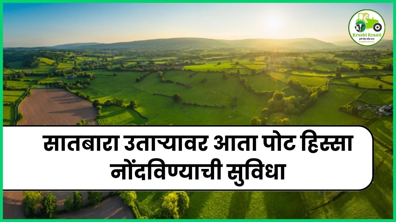 सातबारा उताऱ्यावर आता पोट हिस्सा नोंदविण्याची सुविधा