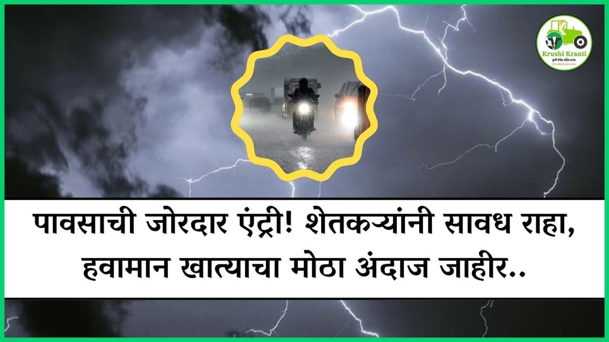 पावसाची जोरदार एंट्री! शेतकऱ्यांनी सावध राहा, हवामान खात्याचा मोठा अंदाज जाहीर..