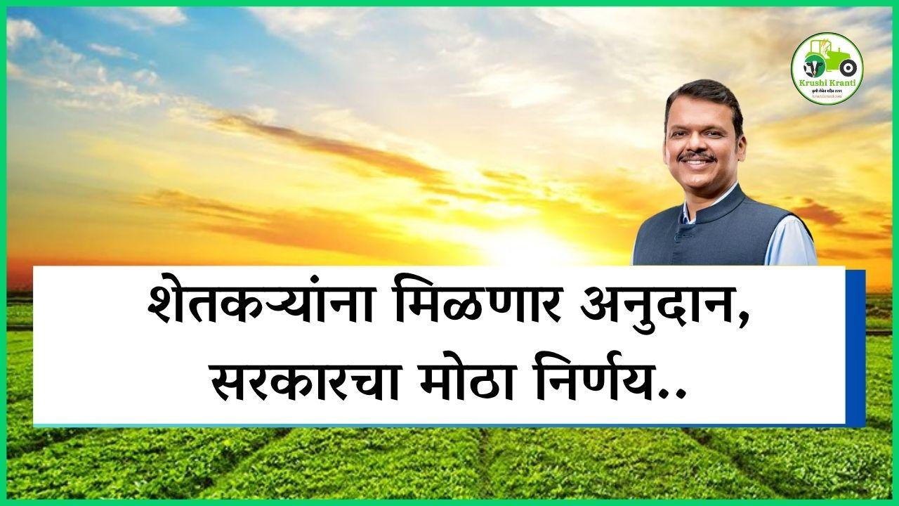 शेतकऱ्यांना मिळणार अनुदान! सरकारचा मोठा निर्णय