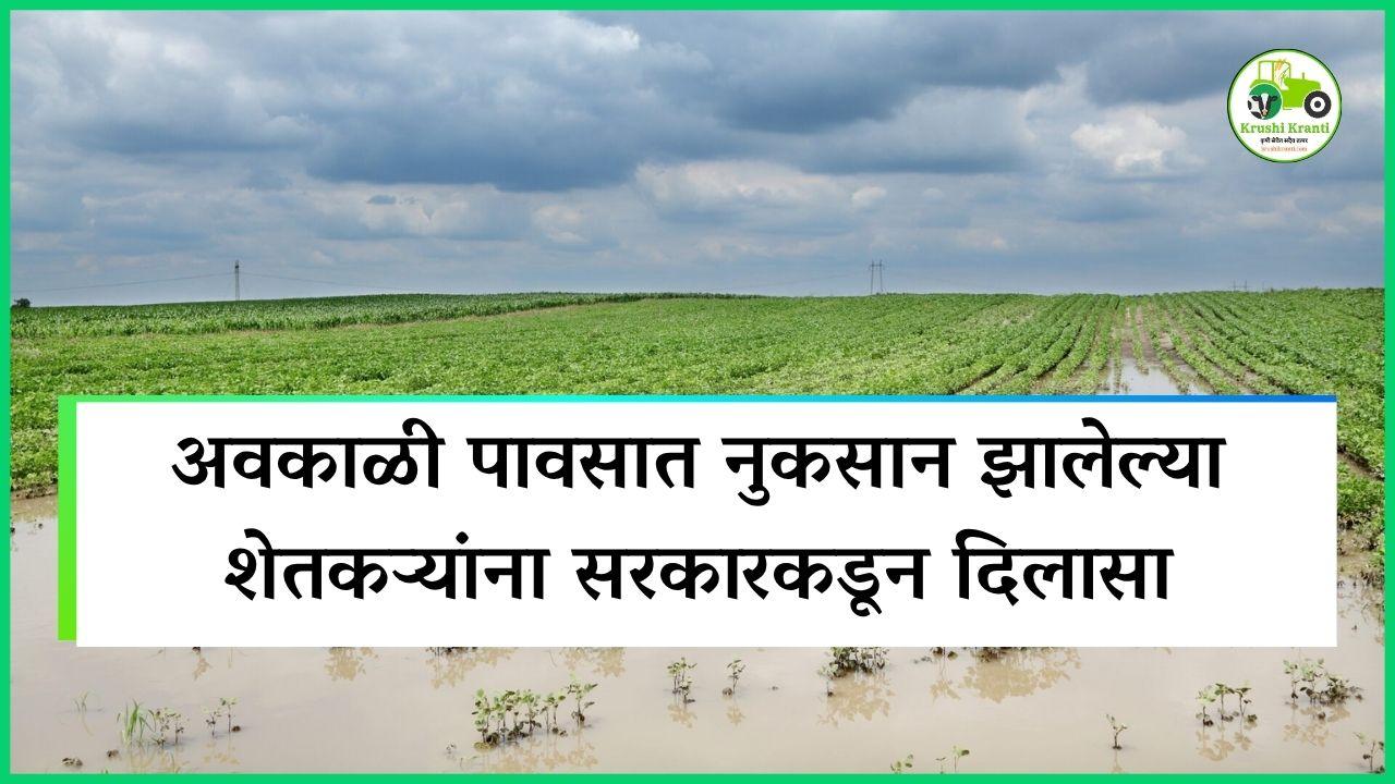 अवकाळी पावसात नुकसान झालेल्या शेतकऱ्यांना सरकारकडून दिलासा