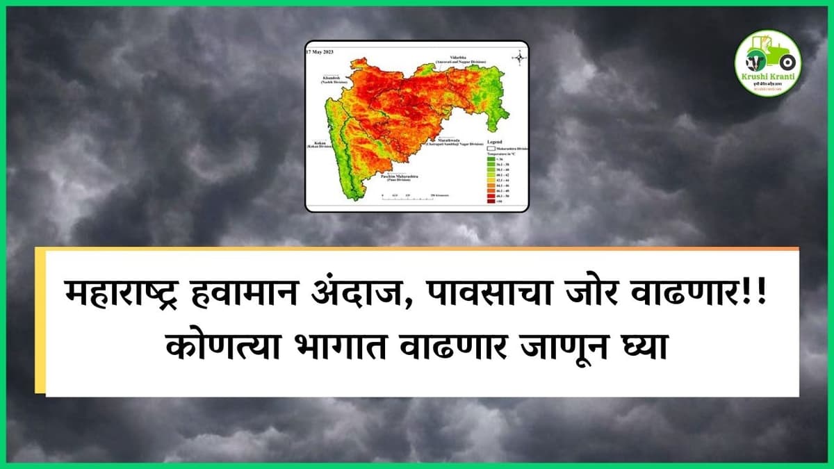 महाराष्ट्र हवामान अंदाज: पावसाचा जोर वाढणार!! कोणत्या भागात वाढणार जाणून घ्या