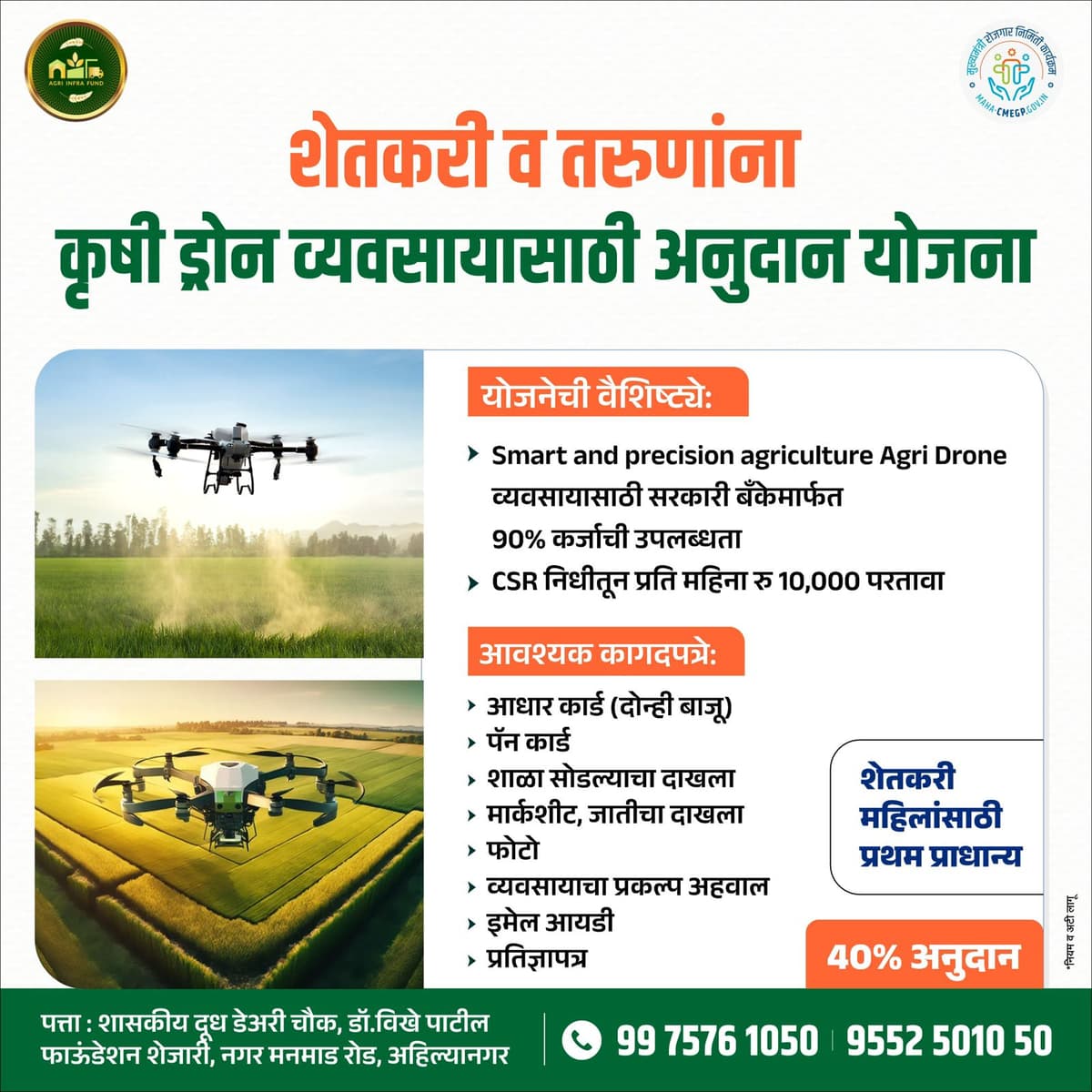 कृषी ड्रोन व्यवसायासाठी अनुदान योजना