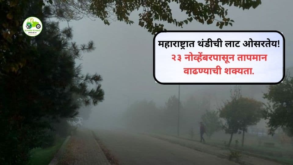 महाराष्ट्रात थंडी कमी होणार? २३ नोव्हेंबरपासून तापमानात वाढ—हवामान विभागाचा अंदाज