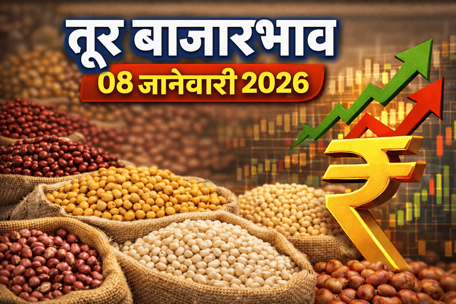 तूर बाजारभाव 08 जानेवारी 2026 | महाराष्ट्रातील आजचे तूर दर व बाजार विश्लेषण