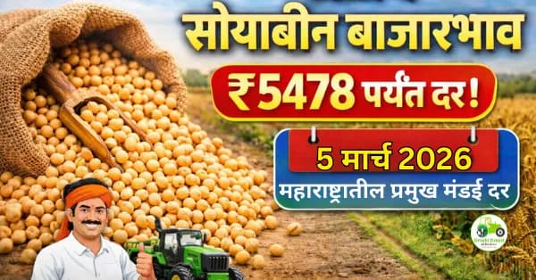 आजचे सोयाबीन बाजारभाव 5 मार्च 2026 | महाराष्ट्रातील प्रमुख मंडई दर