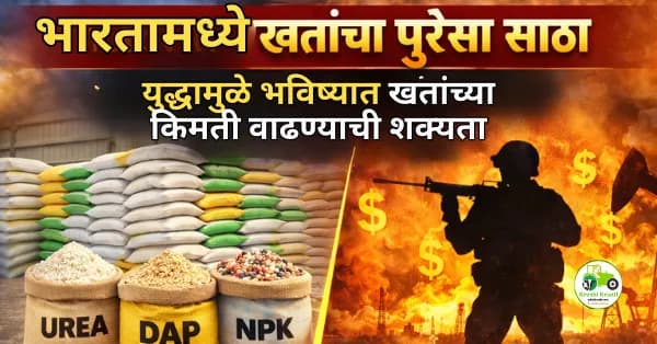 भारतामध्ये खतांचा पुरेसा साठा | युद्धामुळे भविष्यात खतांच्या किमती वाढण्याची शक्यता