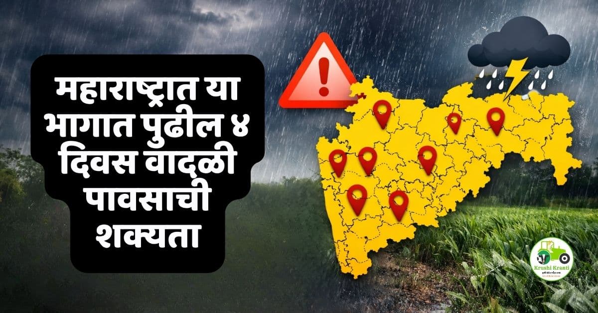 महाराष्ट्र हवामान अंदाज: पुढील ४ दिवस वादळी पावसाची शक्यता
