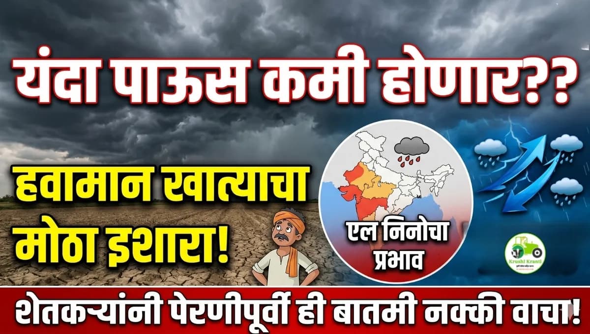 यंदा पाऊस कमी पडणार? हवामान खात्याने दिला मोठा इशारा; 'एल निनो'मुळे चिंतेत भर!