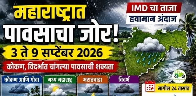 कोकण आणि विदर्भात चांगल्या पावसाची शक्यता, IMDचा ७ दिवसांचा अंदाज