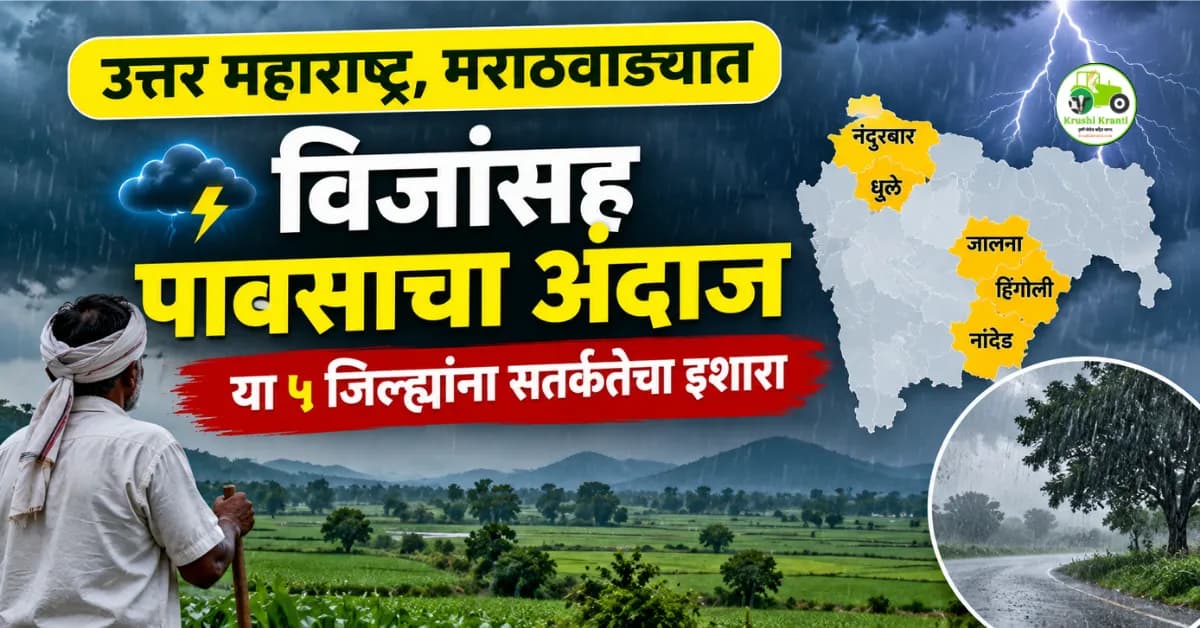 उत्तर महाराष्ट्र, मराठवाड्यात विजांसह पावसाचा अंदाज; या ५ जिल्ह्यांना सतर्कतेचा इशारा