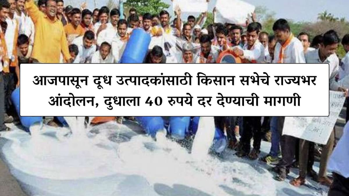 आजपासून दूध उत्पादकांसाठी किसान सभेचे राज्यभर आंदोलन, दुधाला 40 रुपये दर देण्याची मागणी