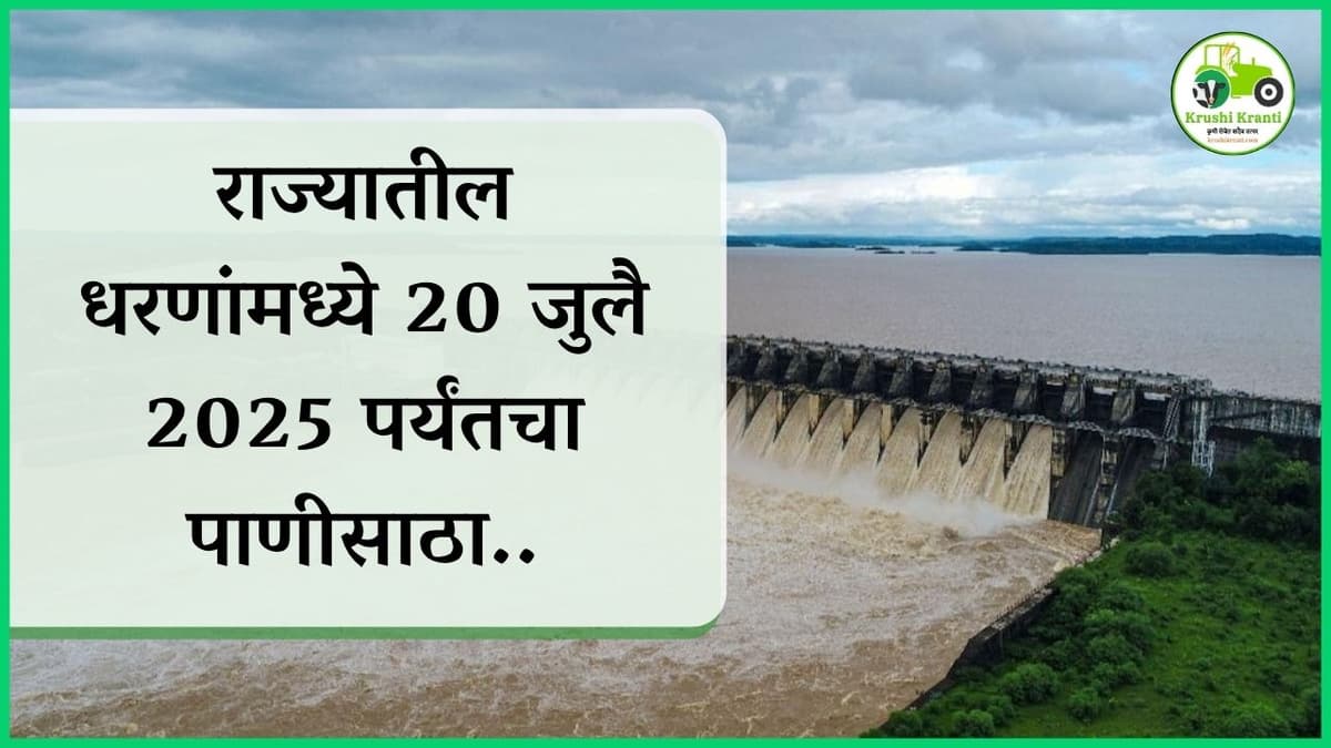राज्यातील धरणांमध्ये 20 जुलै 2025 पर्यंतचा पाणीसाठा