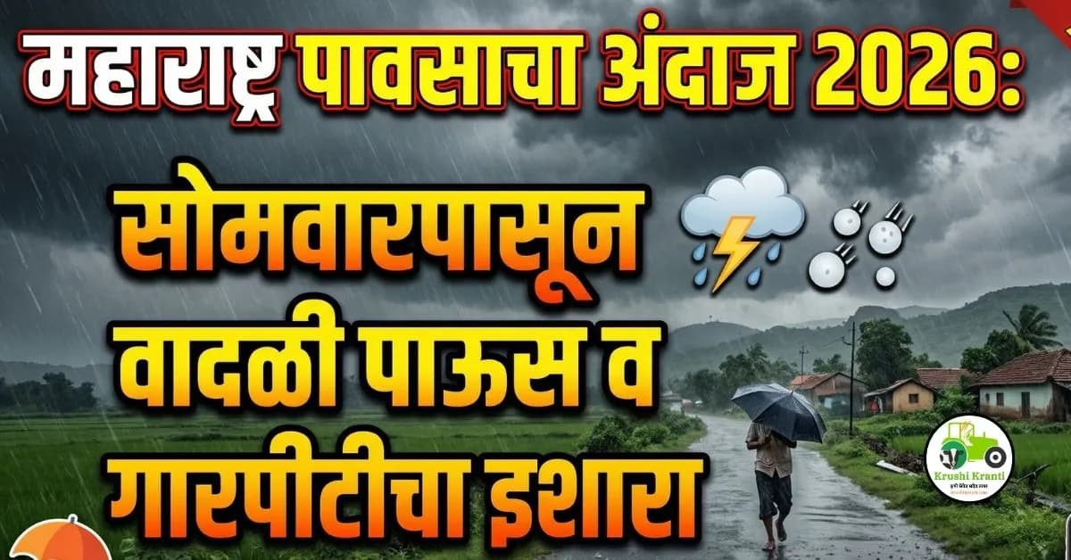 महाराष्ट्र पावसाचा अंदाज 2026: सोमवारपासून राज्यात पावसाला पोषक वातावरण, वादळी पावसाची शक्यता