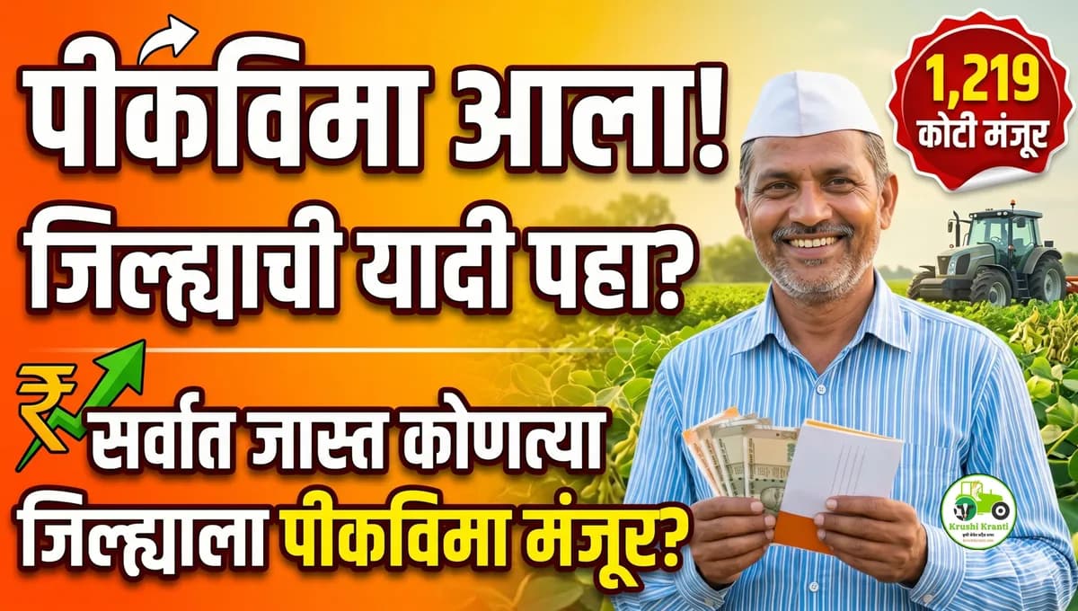 पीकविमा योजनेचा १,२१९ कोटींचा पहिला टप्पा जाहीर; ३० जिल्ह्यांतील शेतकऱ्यांना मिळणार लाभ!