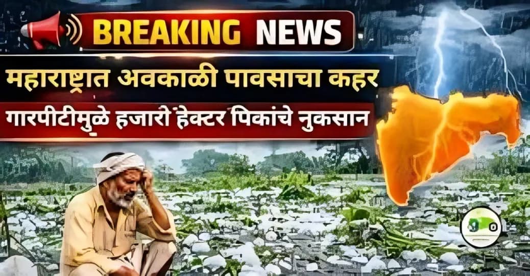 महाराष्ट्रात अवकाळी पावसाचा कहर – गारपीटीमुळे हजारो हेक्टर पिकांचे नुकसान