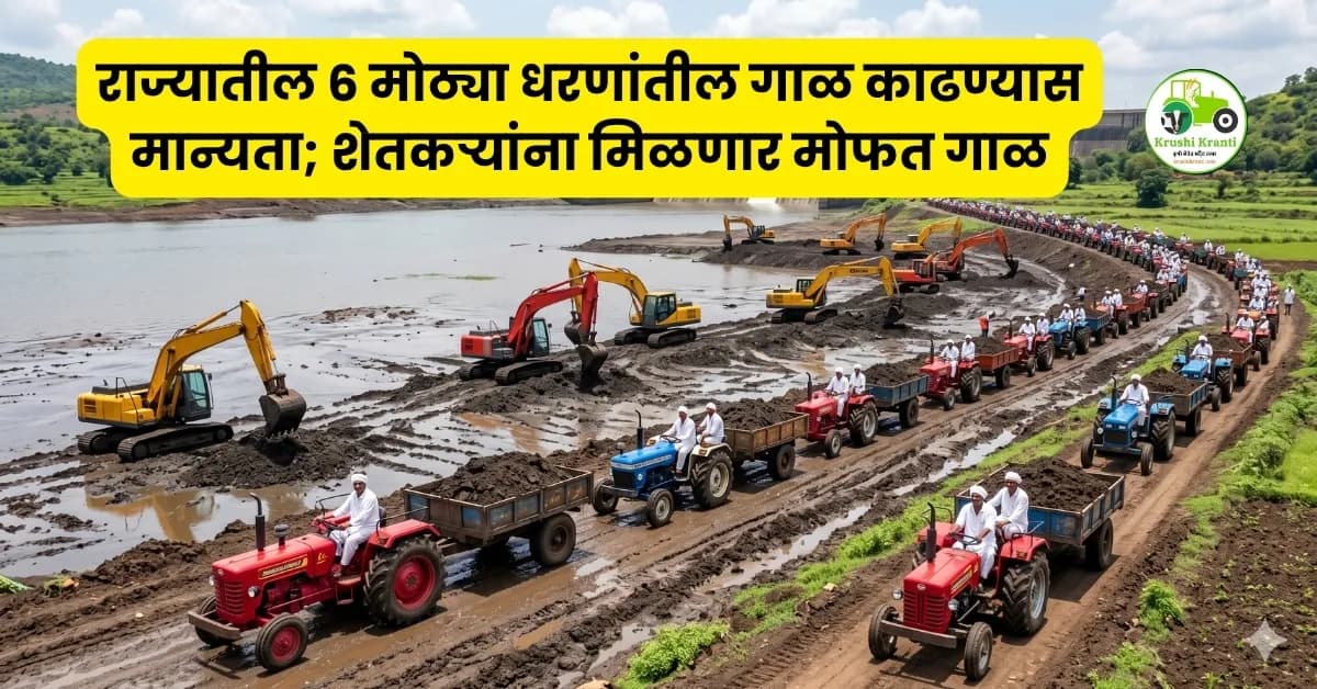 राज्यातील ६ मोठ्या धरणांतील गाळ काढण्यास मान्यता; शेतकऱ्यांना मिळणार मोफत गाळ