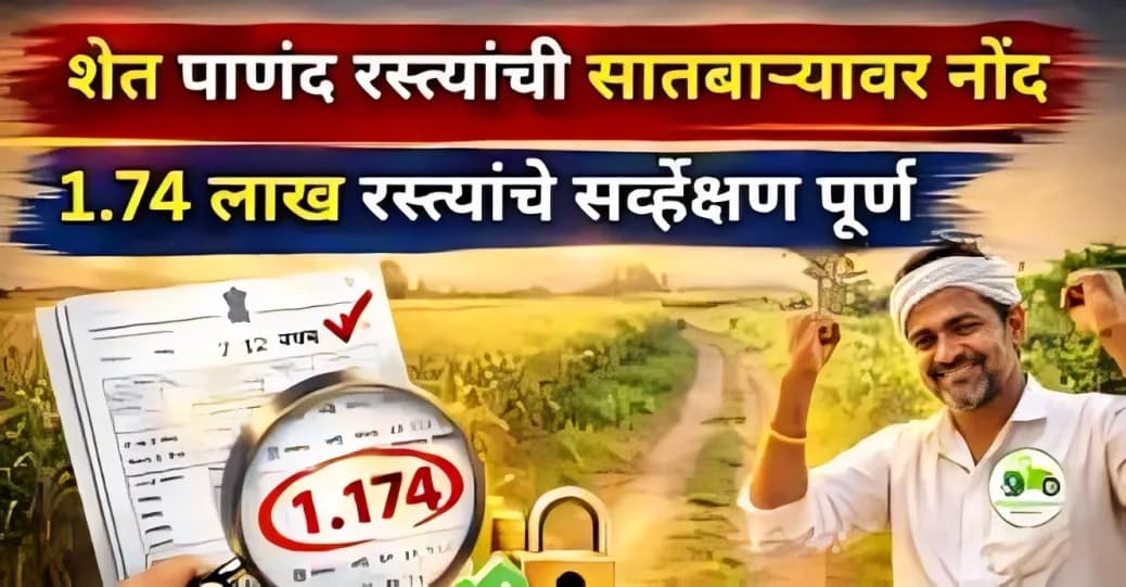 शेत पाणंद रस्त्यांची सातबाऱ्यावर नोंद | 1.74 लाख रस्त्यांचे सर्व्हेक्षण पूर्ण