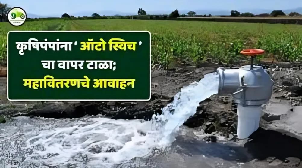 कृषिपंपांना ‘ऑटो स्विच’चा वापर टाळा; महावितरणचे आवाहन