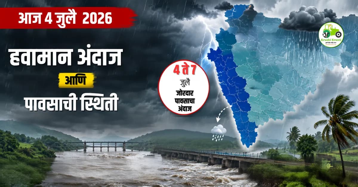 आज ४ जुलै: महाराष्ट्र हवामान अंदाज आणि पावसाची स्थिती