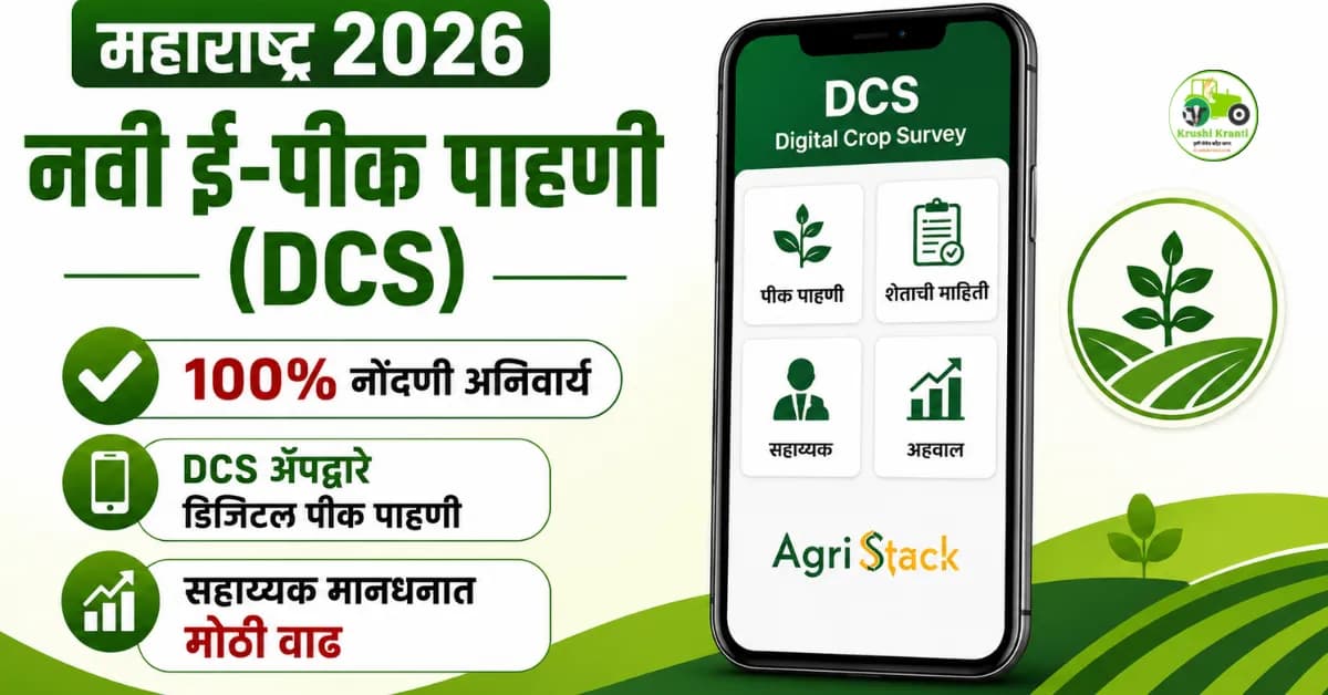 राज्यात नवी ई-पीक पाहणी (DCS): १००% नोंदणी आणि सहाय्यक मानधनात मोठी वाढ