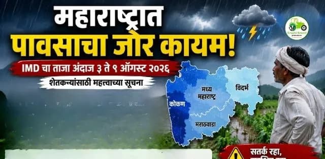 महाराष्ट्रात पावसाचा जोर कायम! हवामान विभागाचा इशारा; शेतकऱ्यांनी पुढील ७ दिवस राहावे सतर्क