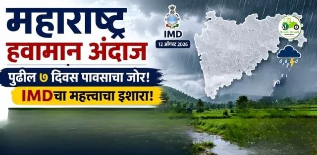 महाराष्ट्रात पुढील ७ दिवस पावसाचा जोर; कोकण, मध्य महाराष्ट्र आणि विदर्भासाठी IMDचा महत्त्वाचा अंदाज