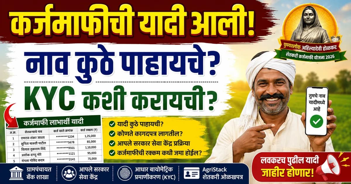 अहिल्यादेवी होळकर शेतकरी कर्जमाफी योजना 2026: कर्जमाफीची यादी कुठे पाहायची?