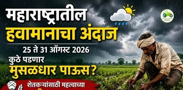 महाराष्ट्रात पावसाचा जोर कुठे वाढणार? २५ ते ३१ ऑगस्टचा IMD हवामान अंदाज