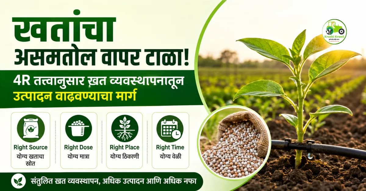 खतांचा असमतोल वापर टाळा! 4R तत्त्वानुसार खत व्यवस्थापनातून उत्पादन वाढवण्याचा मार्ग