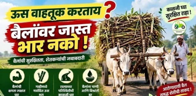 बैलगाडीत क्षमतेपेक्षा जास्त ऊस भरू नका; बैलांच्या सुरक्षिततेसाठी महत्त्वाच्या सूचना