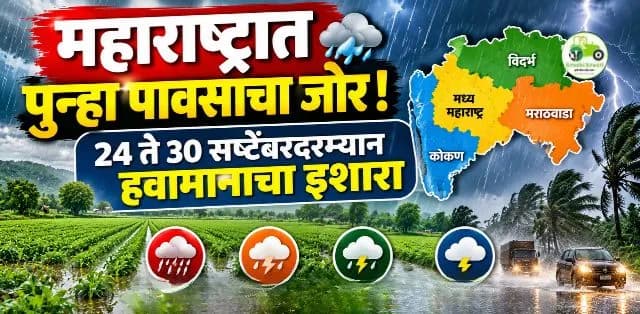 हवामान अंदाज: महाराष्ट्रात पुन्हा पावसाचा जोर; ३० सप्टेंबरपर्यंत सतर्कतेचा इशारा