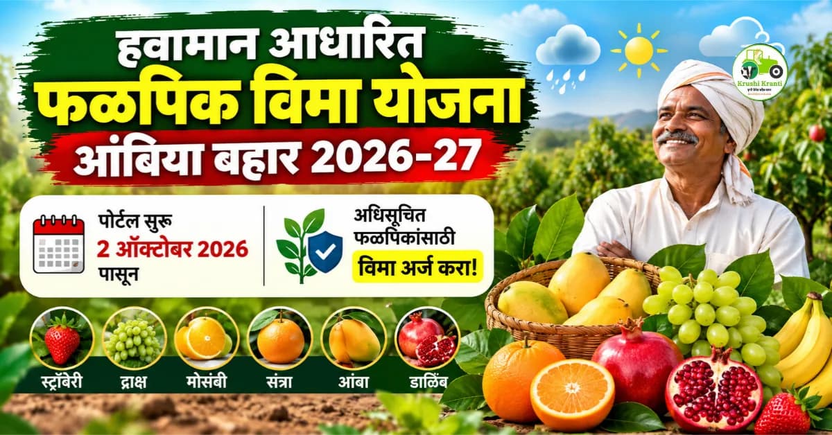 हवामान आधारित फळपिक विमा योजना 2026-27 | आंबिया बहार अंतिम मुदत