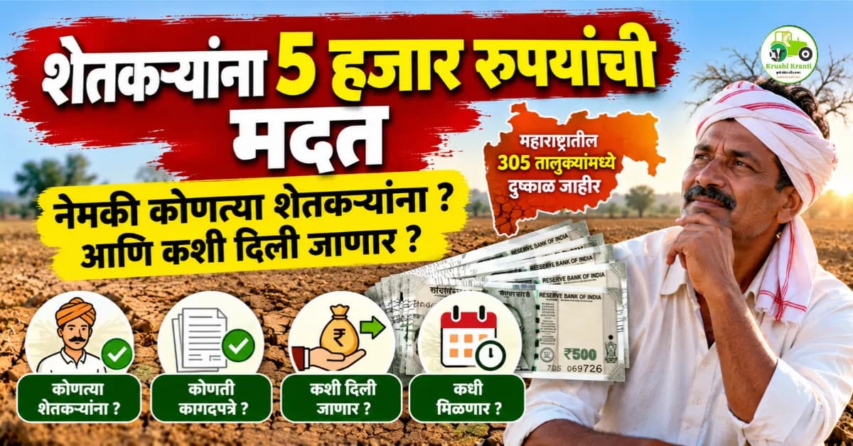 दुष्काळग्रस्त शेतकऱ्यांना ५ हजारांची मदत; कोणाला मिळणार?